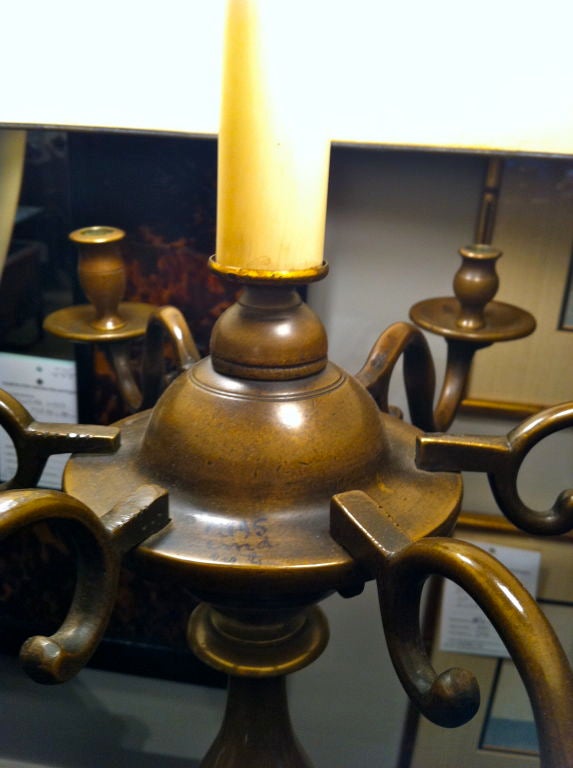 Dutch Baroque Bronze Table Lamp Candelabrum 2