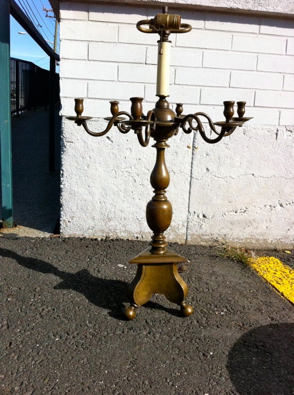 Dutch Baroque Bronze Table Lamp Candelabrum 3