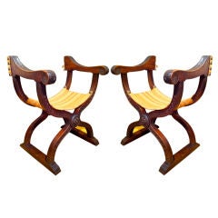 Pair Italian Dantesque Chairs