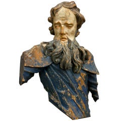 Italian Baroque Carved Bust Of A Saint