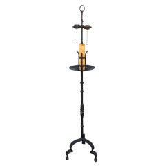 18th C. Italian Wrought Iron Torchere Floor Lamp