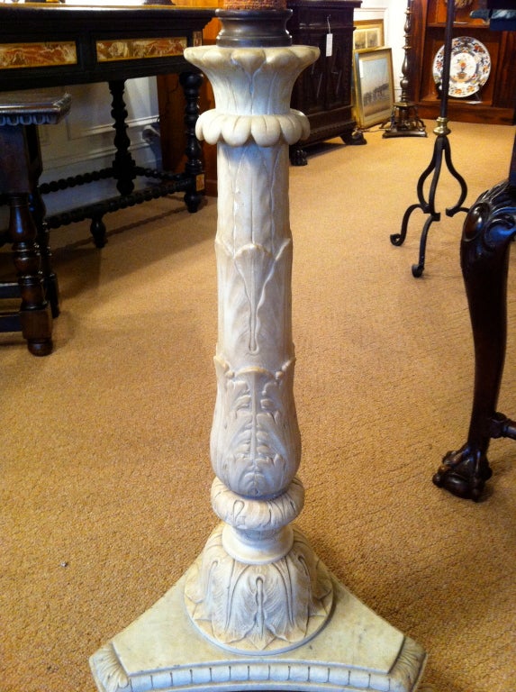 Italian Neoclassical Carara Marble Floor Lamp