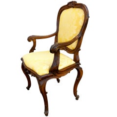 18th C. Italian Rococo Walnut Armchair