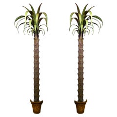 Pair of Italian Painted Tole Palms