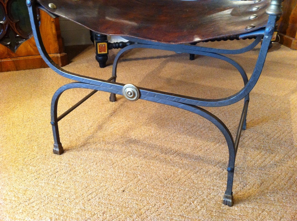 Italian Baroque Style Iron And Bronze Curule Chair 3