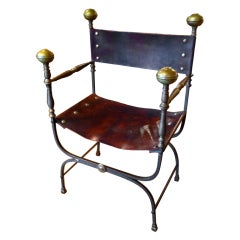 Italian Baroque Style Iron And Bronze Curule Chair