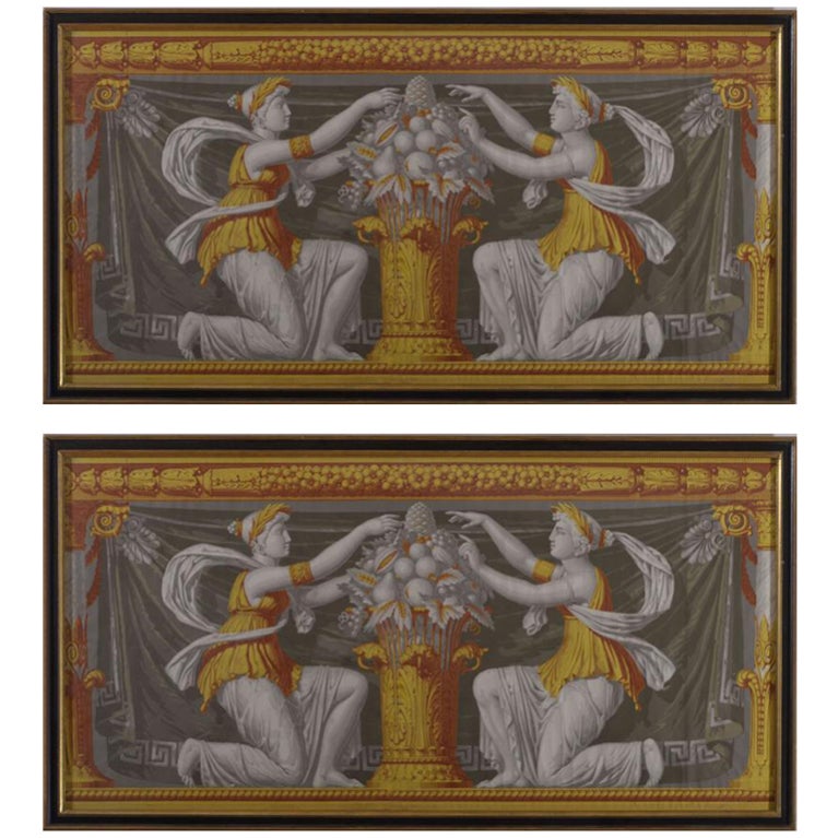 French Neoclassical Wallpaper Panel By Zuber- A Pair