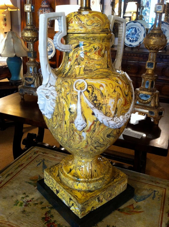 Italian French Neoclassical Agate Ware Lamps
