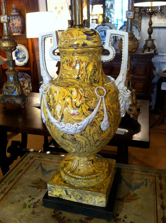 20th Century French Neoclassical Agate Ware Lamps