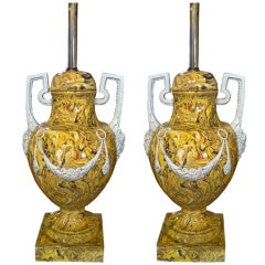 French Neoclassical Agate Ware Lamps