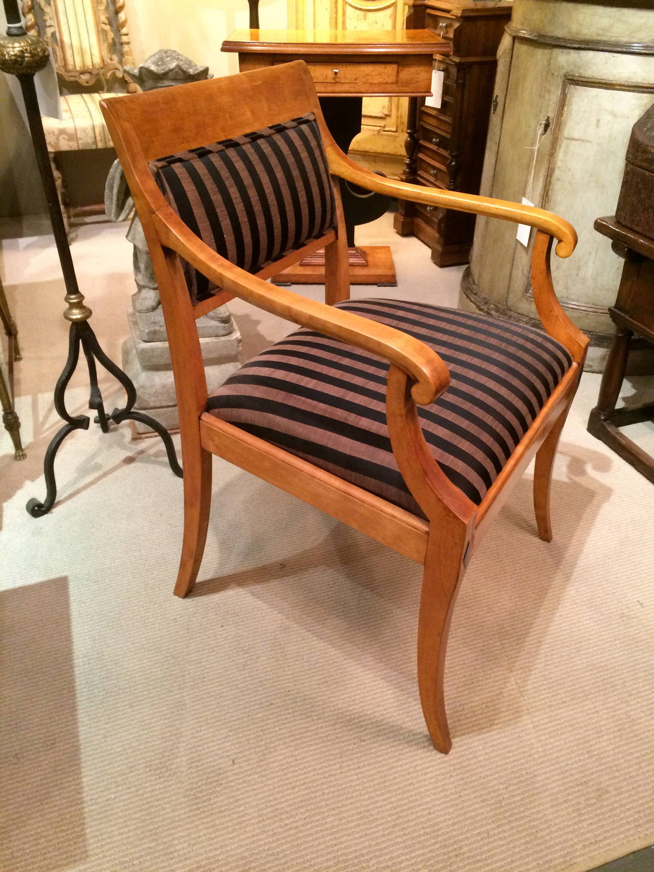 Pair of Biedermeier Neoclassical Armchairs In Excellent Condition In Stamford, CT