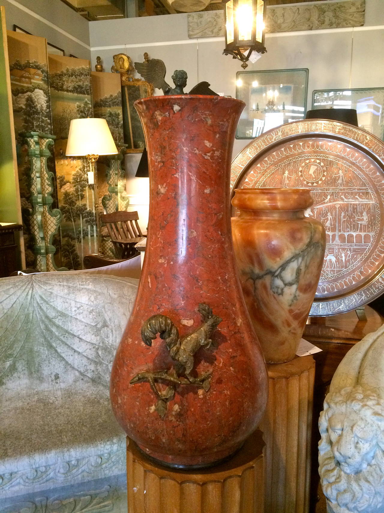 Austrian Large Scale Red Marble Vase with Bronze Mounts 2