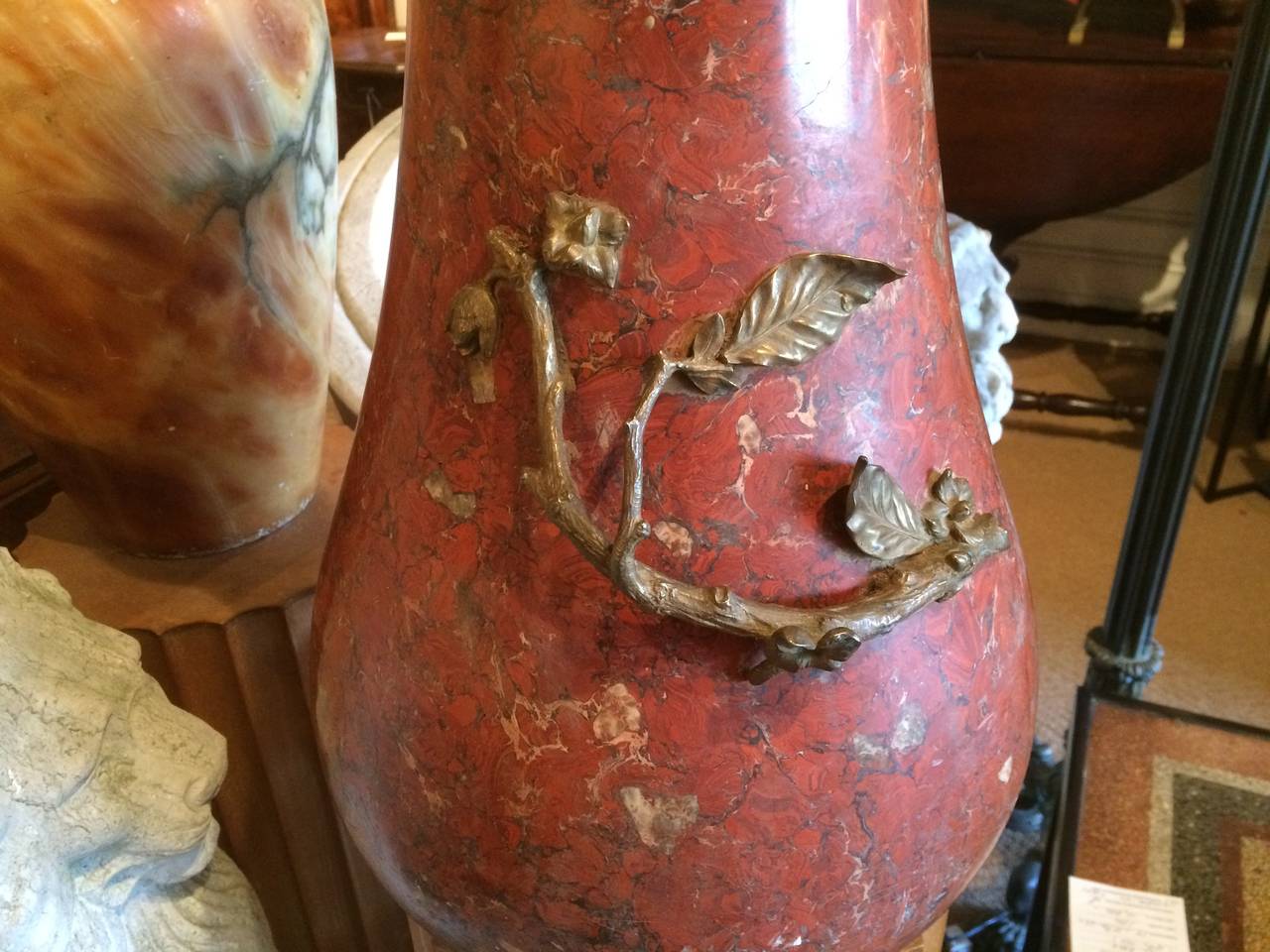 Austrian Large Scale Red Marble Vase with Bronze Mounts 1