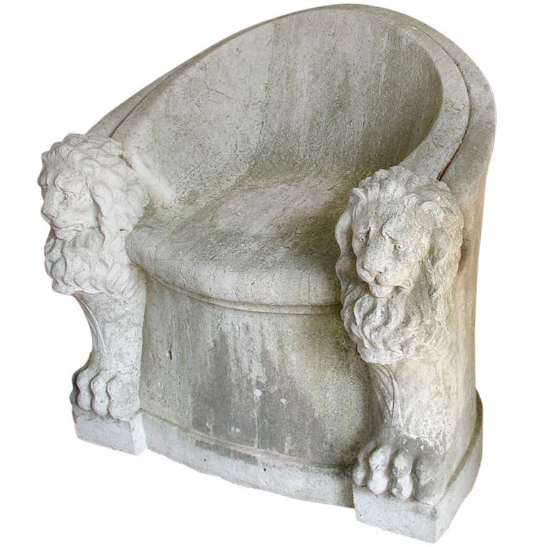 Roman Carved Stone Throne Chair
