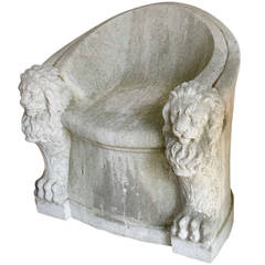 Antique Roman Carved Stone Throne Chair
