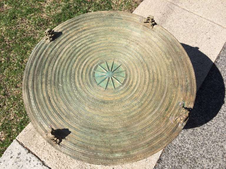 Mid-20th Century Bronze Rain Drum Side Table