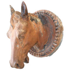 Antique 19th Century French Terracotta Horse Head Sculpture