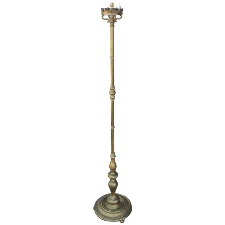 Italian Baroque Style Turned Bronze Floor Lamp For Sale