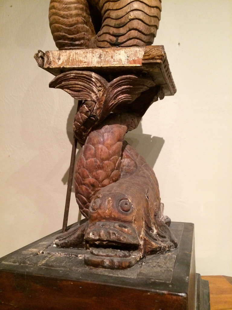 Pair Mermaid Pedestals 18th c. Italian 3