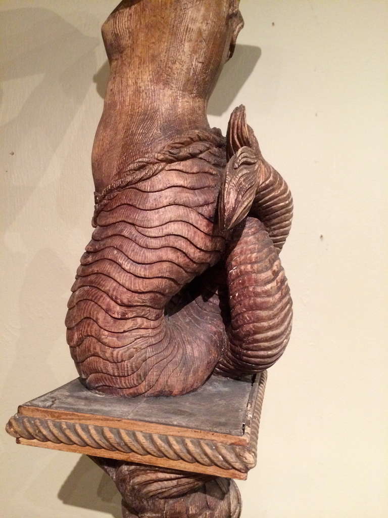 Pair Mermaid Pedestals 18th c. Italian In Good Condition In Stamford, CT