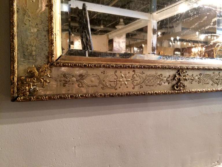Swedish Neoclassical Ormolu and Etched Glass Mirror 1