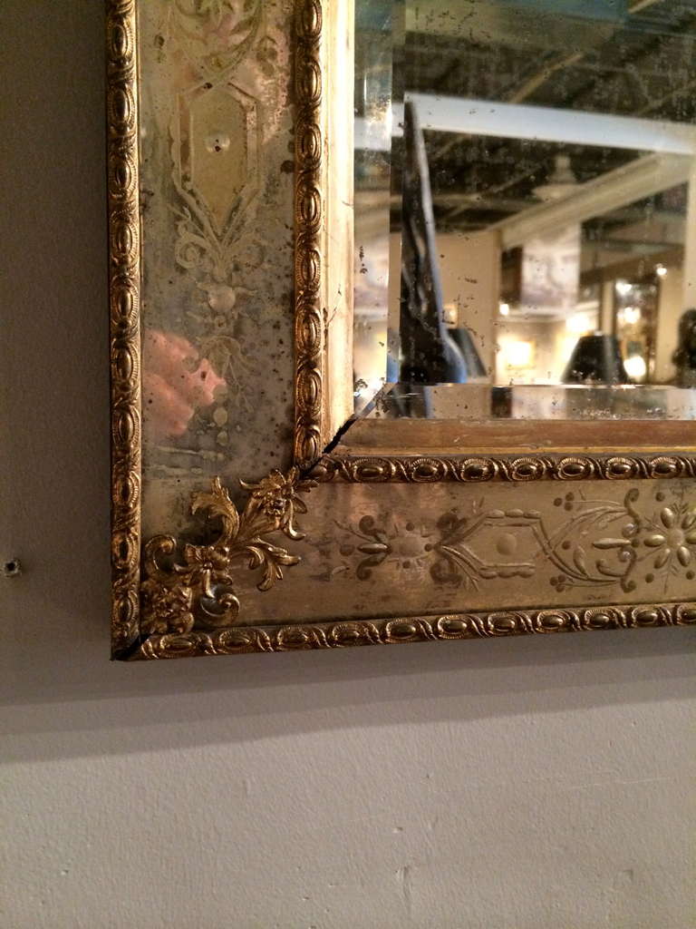 Swedish Neoclassical Ormolu and Etched Glass Mirror 2