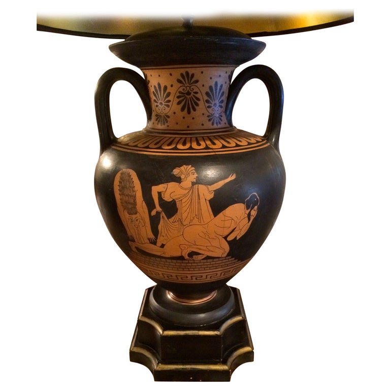 Ancient Greek Style Pottery Table Lamp For Sale at 1stdibs