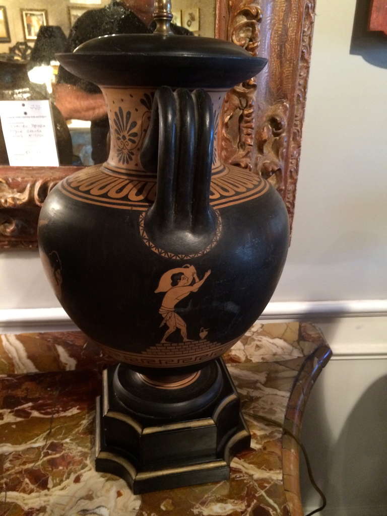 Ancient Greek Style Pottery Table Lamp For Sale at 1stdibs