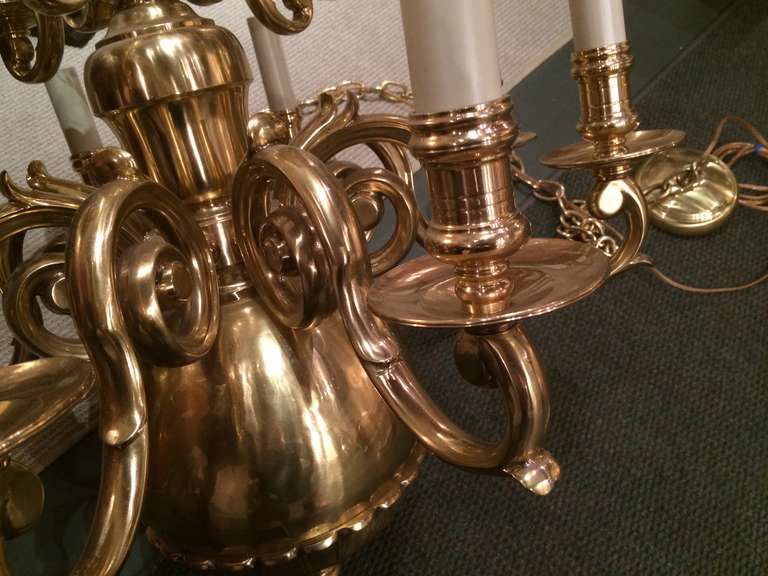 Dutch Baroque Style Brass Twelve-Arm Chandelier 3