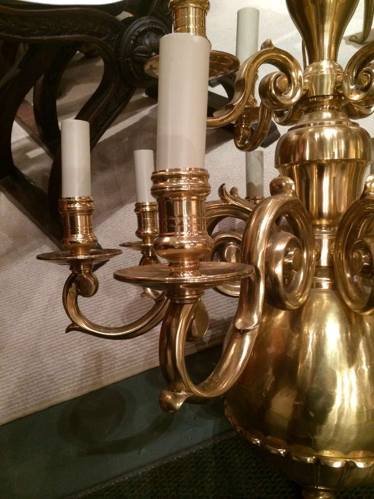 Dutch Baroque Style Brass Twelve-Arm Chandelier 4