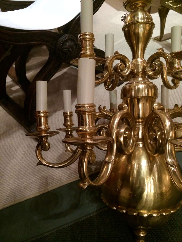 Dutch Baroque Style Brass Twelve-Arm Chandelier 5
