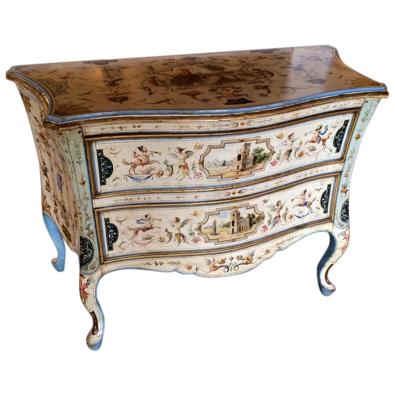 Venetian Rococo Hand Painted Chest of Drawers