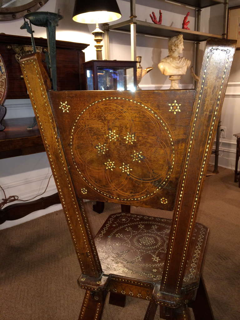 Italian Renaissance Inlaid Side Chair In Excellent Condition In Stamford, CT
