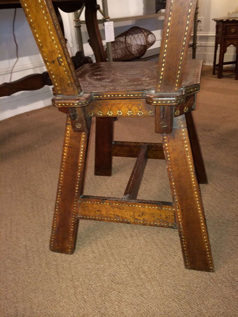 18th Century and Earlier Italian Renaissance Inlaid Side Chair