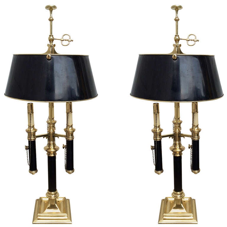Pair of Brass Library Lamps at 1stDibs