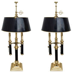 Pair of Brass Library Lamps