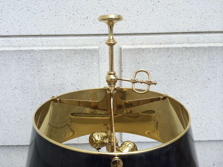 Pair of Brass Library Lamps In Excellent Condition In Stamford, CT