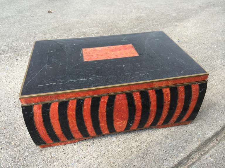 Maitland Smith Marble and Brass Box