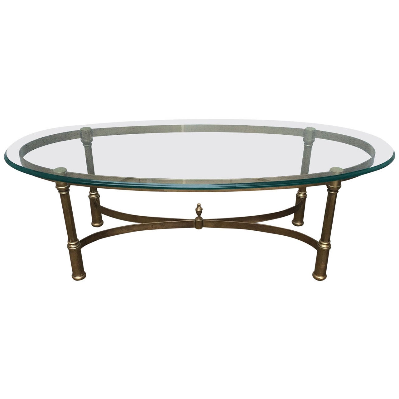 Neoclassical Brass and Glass Coffee Table