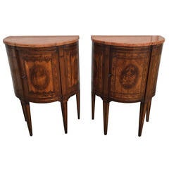 Pair of Italian Inlaid Neoclassical Night Stands