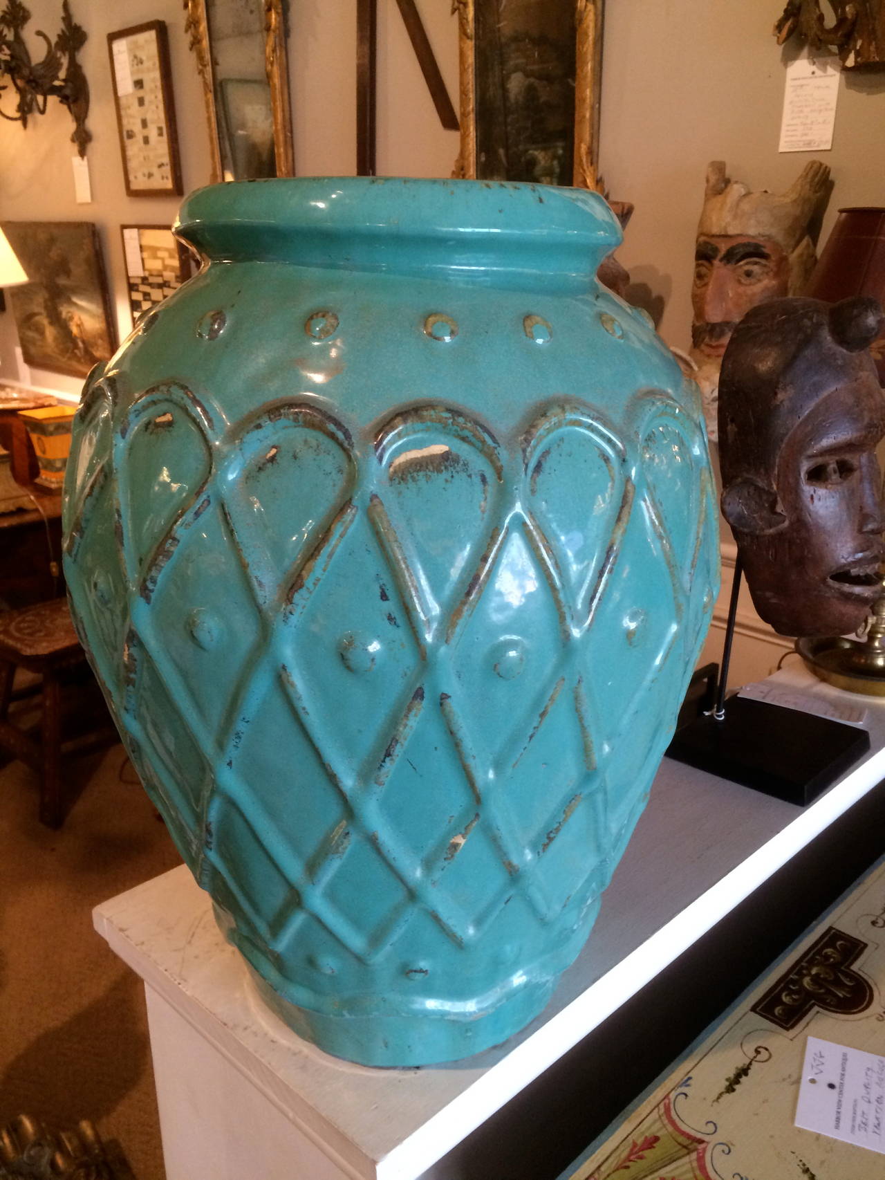 American Turquoise Glazed Pottery Jar by Galloway Terracotta Co., Philadelphia