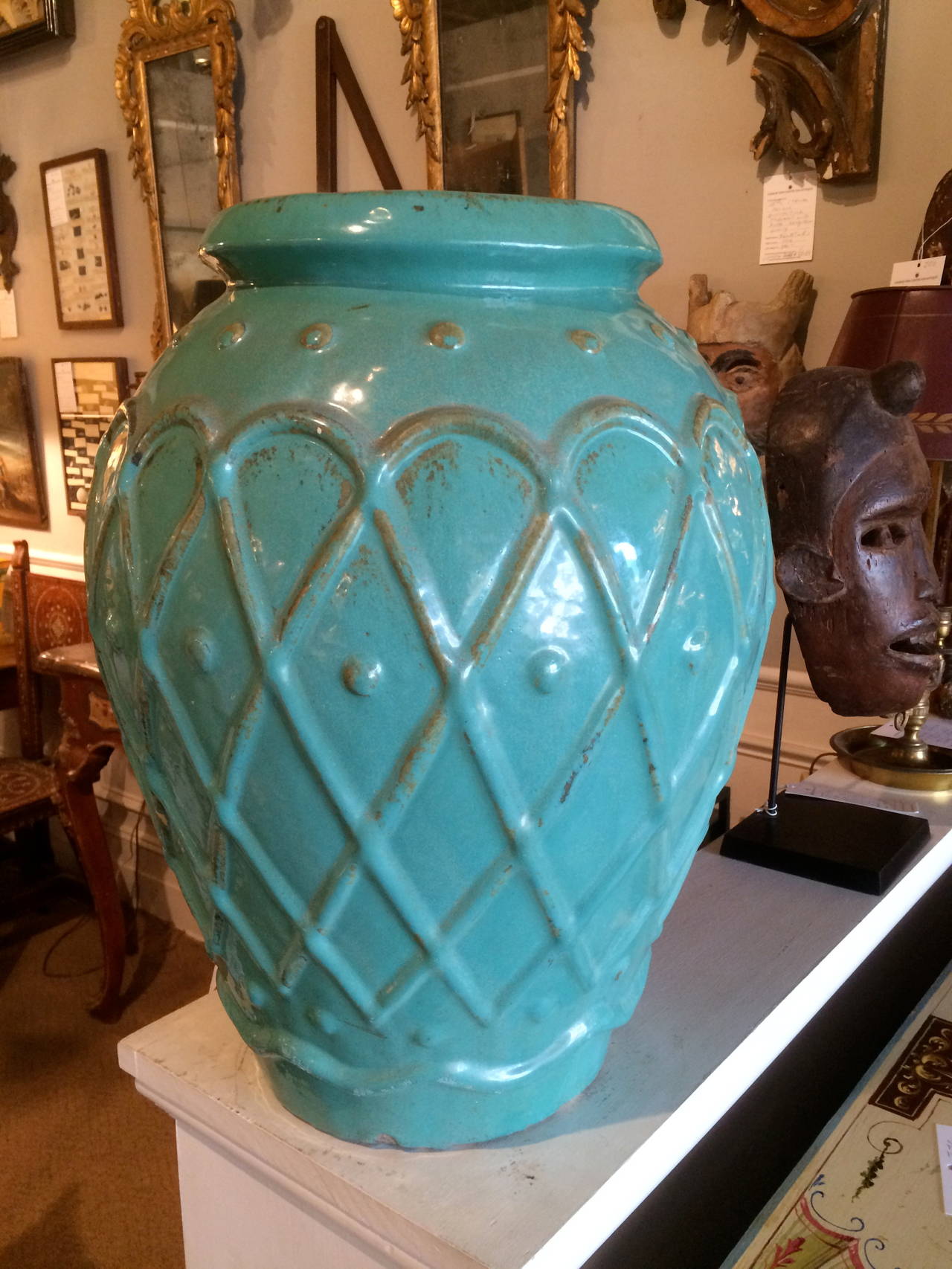 Mid-20th Century Turquoise Glazed Pottery Jar by Galloway Terracotta Co., Philadelphia