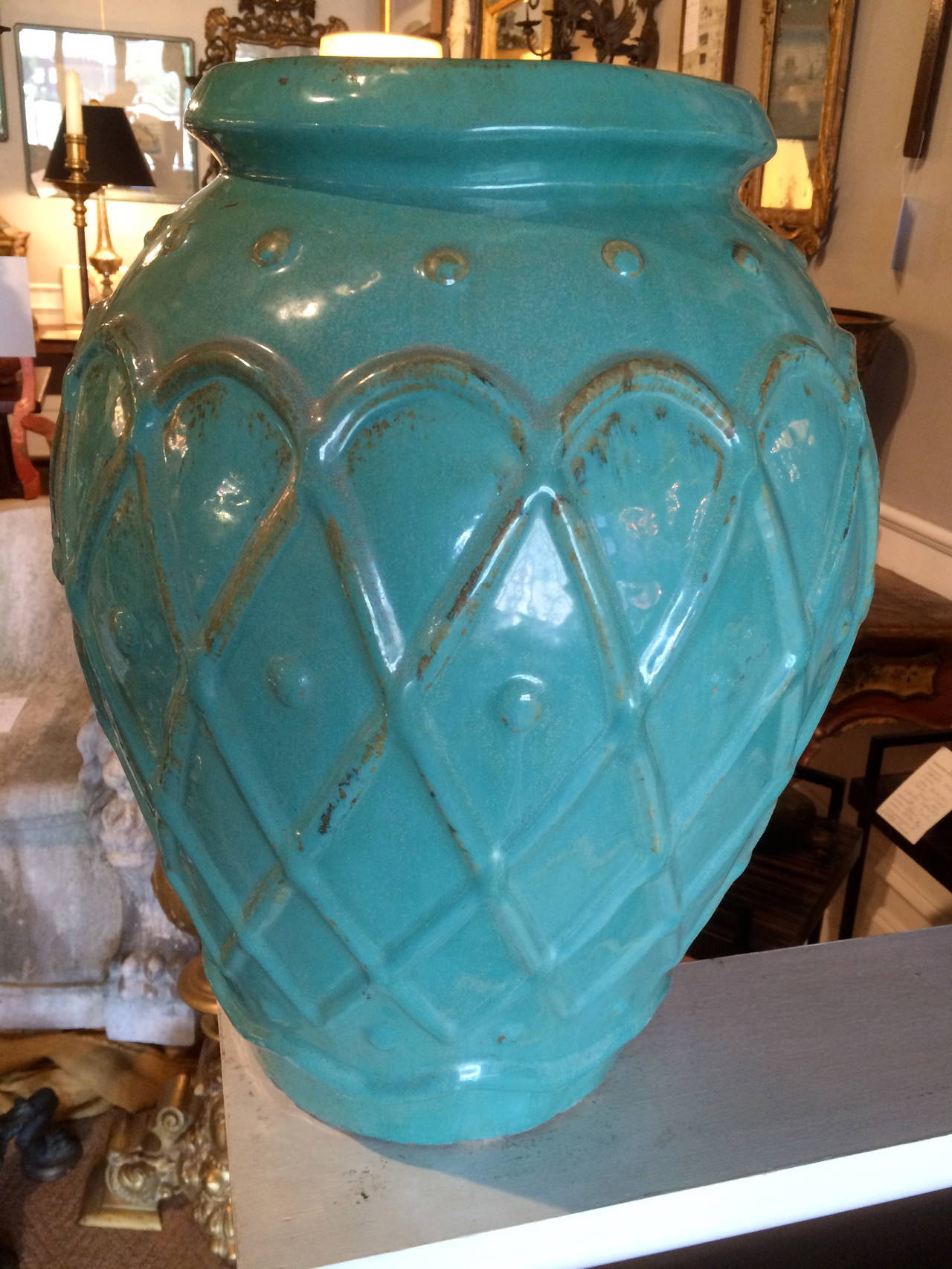 Art Deco Turquoise Glazed Pottery Jar by Galloway Terracotta Co., Philadelphia