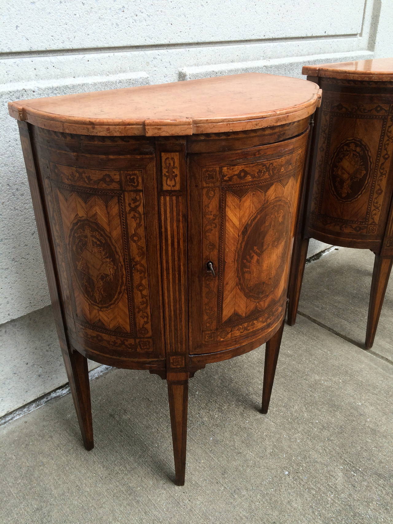 Pair of Italian Inlaid Neoclassical Night Stands 6