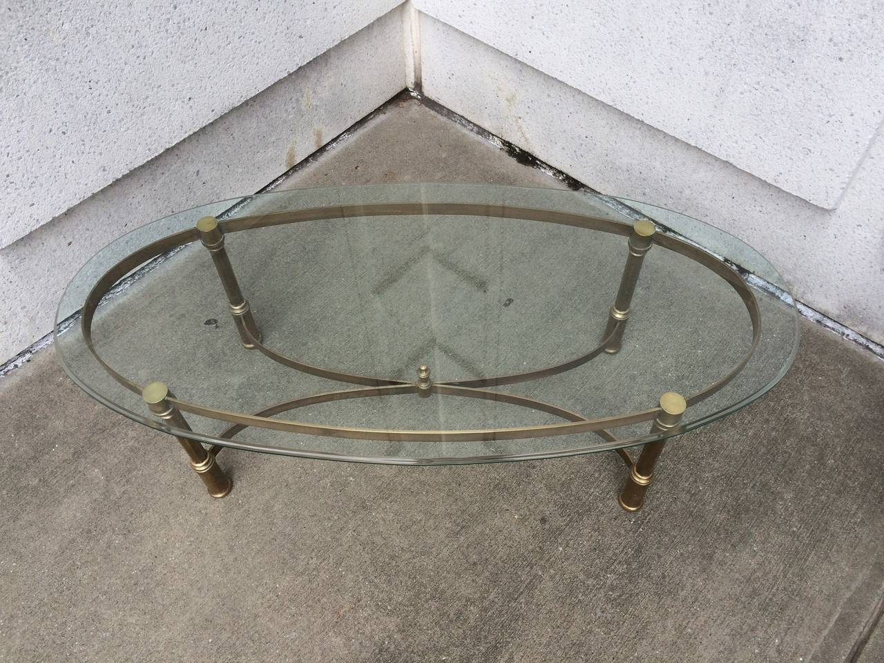 Mid-Century Modern Neoclassical Brass and Glass Coffee Table