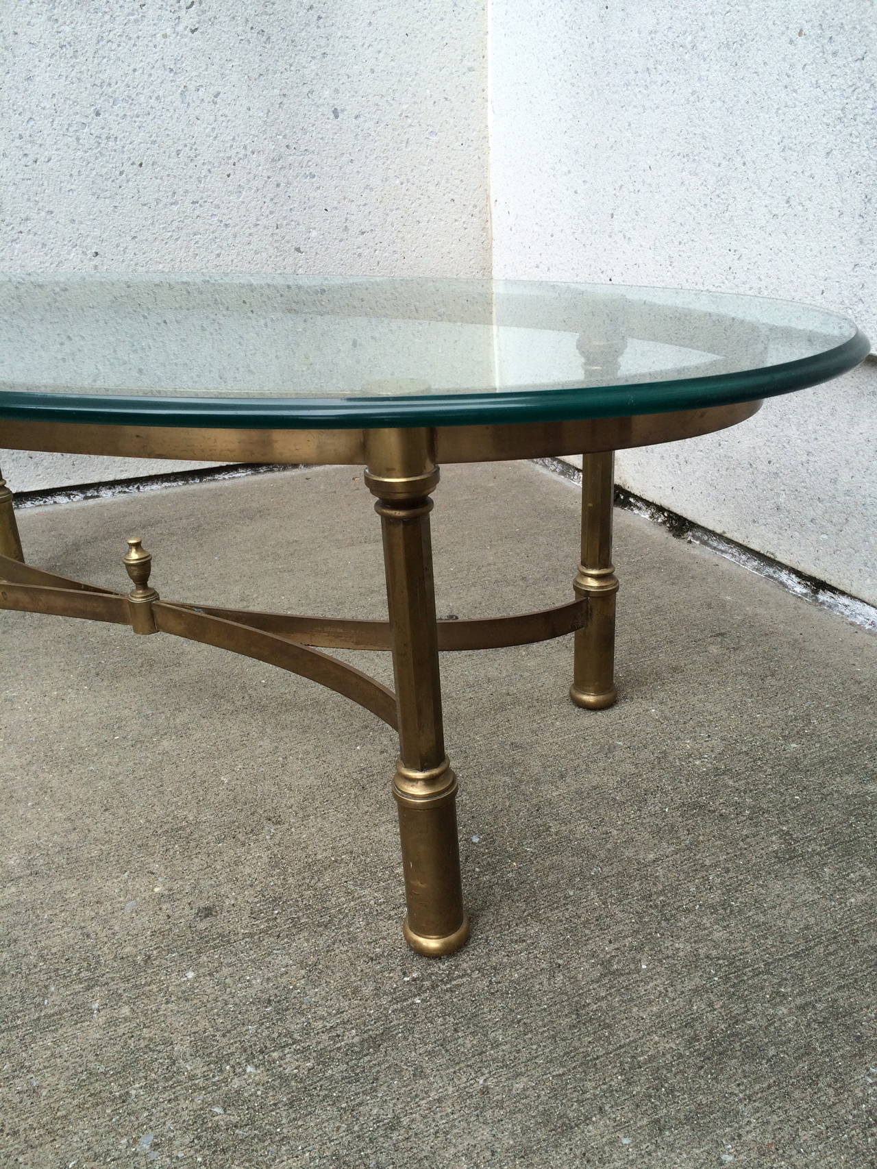 20th Century Neoclassical Brass and Glass Coffee Table