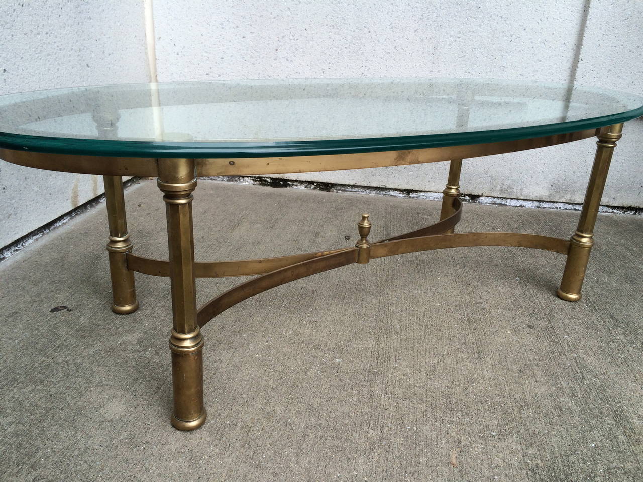 Neoclassical Brass and Glass Coffee Table In Excellent Condition In Stamford, CT