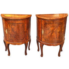 Antique Pair Demi Lune Side Cabinets