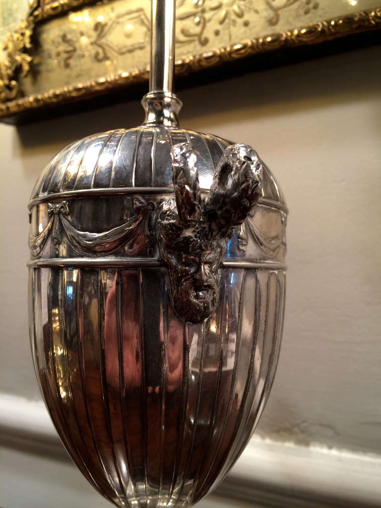 19th Century Pair of Regency Silvered Urn Lamps