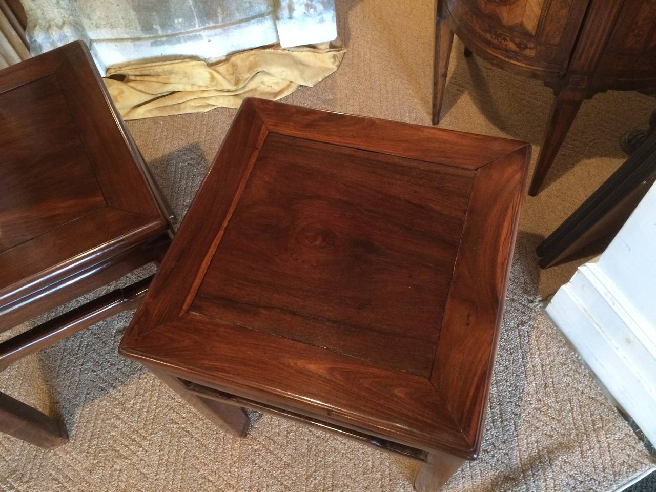 19th Century Pair of Chinese Hard Wood Side Tables